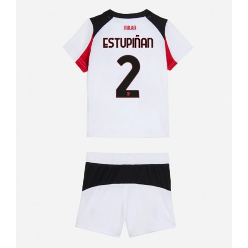 AC Milan Pervis Estupinan #2 Replik Auswärtstrikot Kinder 2025-26 Kurzarm (+ Kurze Hosen)